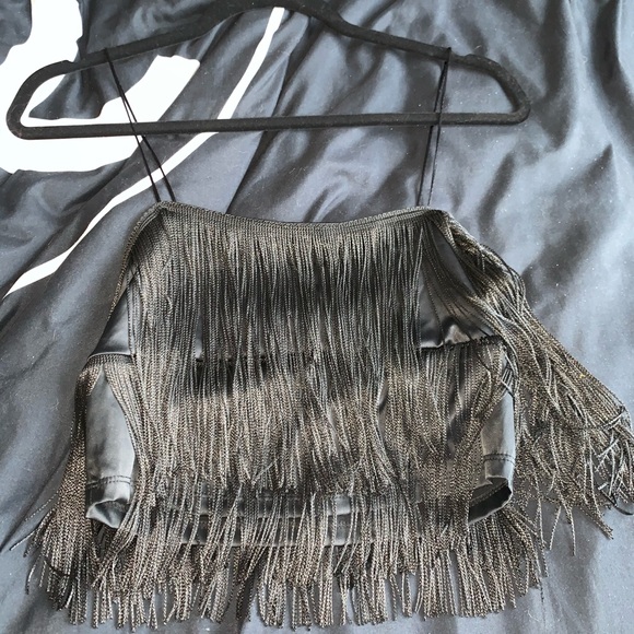 Black fringe crop top - Picture 1 of 2